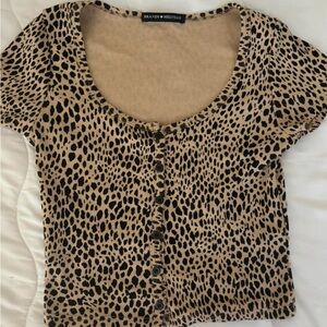 brown brandy melville cheetah print crop top one size